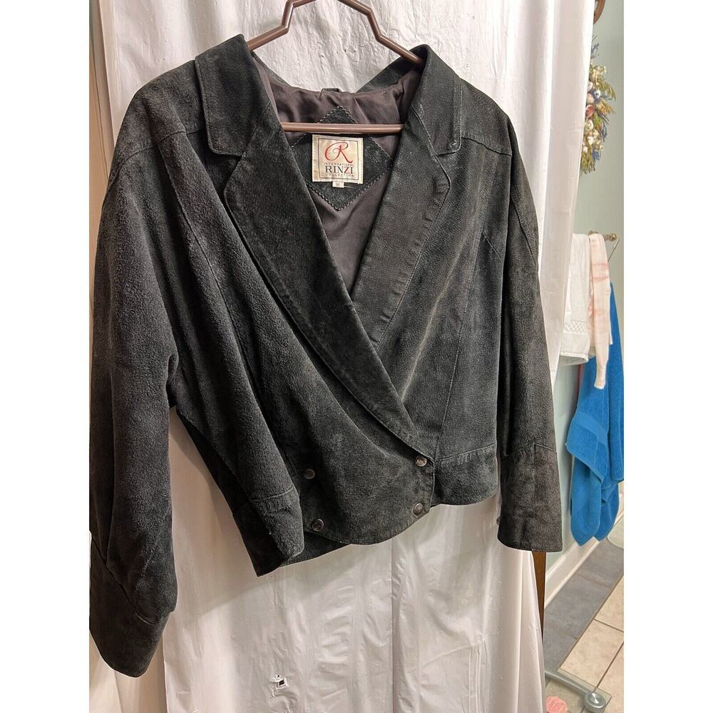 Vintage International Rinci Collection Black Leather Cropped Moto Jacket M - Picture 11 of 13
